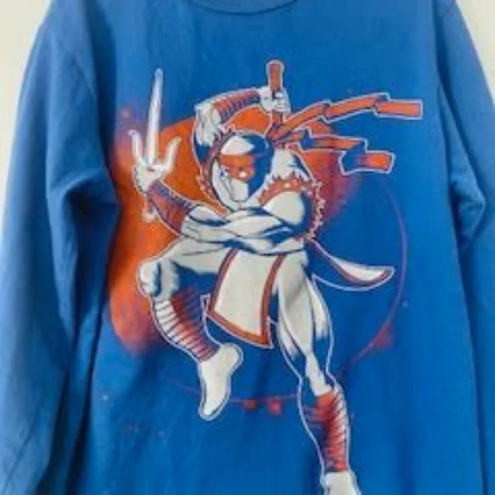 The Children’s Place Boys Long Sleeve Ninja Graphic Tee – Blue (Size M 7/8)
